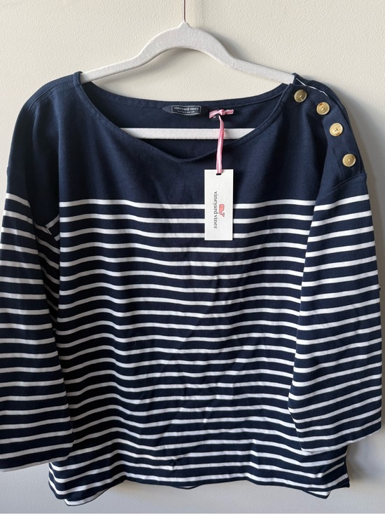 Vineyard Vines Tops - Vineyard Vines Navy & White Striped Boatneck Top NWT